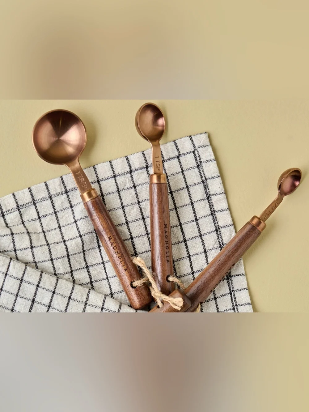 Magnolia walnut and copper measuring spoons